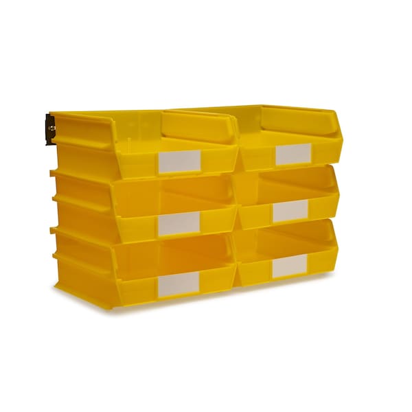 Triton Products Wall Storage Unit W/ (6) 10-7/8" L x 11" W x 5" H Yellow Bins & Wall Mount Rails 3-235YWS - main